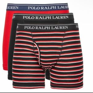Polo Ralph Lauren Mens 3-Pack Classic Cotton Red/Black Boxer Briefs New Sz Small